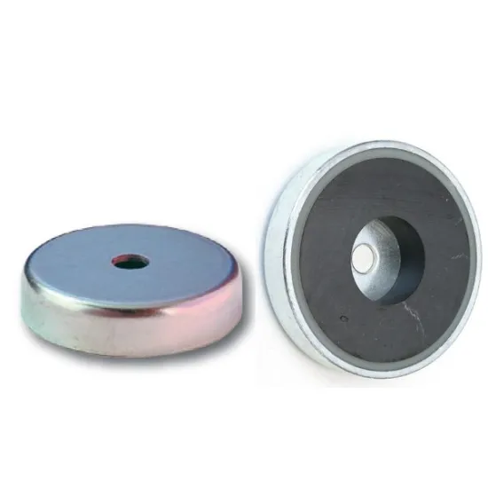 Topfmagnete aus Hartferrit mit Zylinderbohrung, verzinkt Topfmagnete aus Hartferrit mit Zylinderbohrung, verzinkt