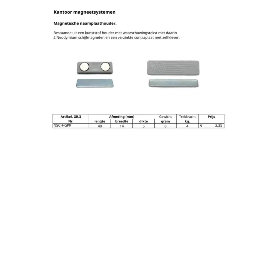 Magnetic nameplate holder.
