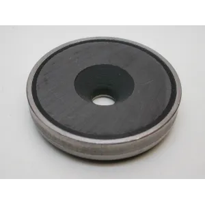 Topfmagnete aus Hartferrit, Edelstahlgehäuse, mit Bohrung und Senkung Topfmagnete aus Hartferrit, Edelstahlgehäuse, mit Bohrung und Senkung