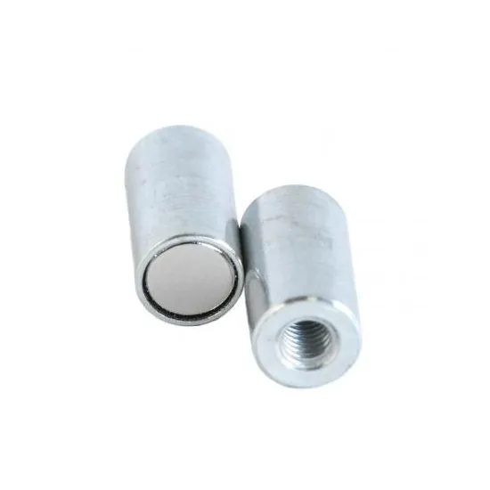 Buy neodymium pot magnet with threaded bushing, galvanized online