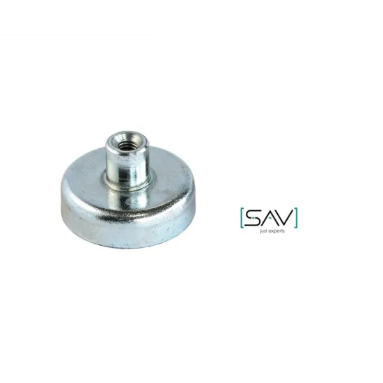 Flachgreifer aus Hartferrit, mit Gewindebuchse, verzinkt ∅ 25 x 7 mm, M4 Flachgreifer aus Hartferrit, mit Gewindebuchse, verzinkt ∅ 25 x 7 mm, M4