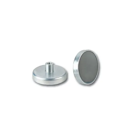Flachgreifer aus Hartferrit, mit Gewindebuchse, verzinkt Ø 50 x 10 mm M6