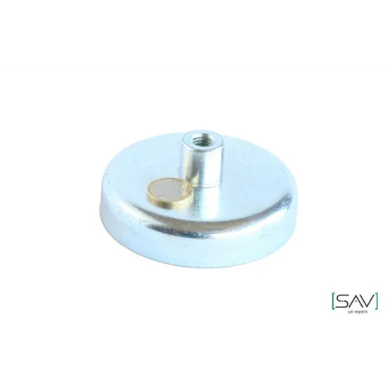 Flachgreifer aus Hartferrit, mit Gewindebuchse, verzinkt Ø 100 x 22 mm M12 Flachgreifer aus Hartferrit, mit Gewindebuchse, verzinkt Ø 100 x 22 mm M12