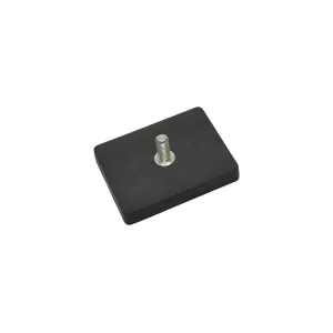 Neodymium magneetsysteem in rubber, rechthoekig met draadstift zwart