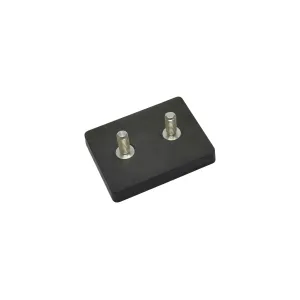 Neodymium magneetsysteem in rubber, rechthoekig met 2 draadstiften zwart