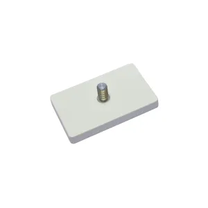 Neodymium magneetsysteem in rubber, rechthoekig met draadstift wit