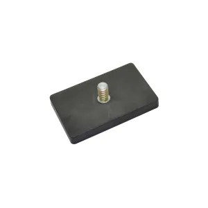 Neodymium magneetsysteem in rubber, rechthoekig met draadstift wit