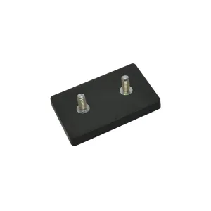 Neodymium magneetsysteem in rubber, rechthoekig met 2 draadstiften zwart SAV 240.41-MG74-2xM6-SW