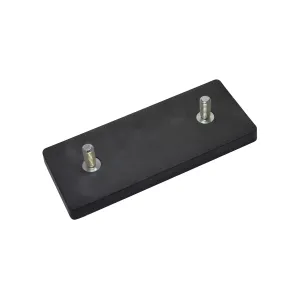 Magnetsystem aus NdFeB, Gummimantel schwarz, mit 2 Außengewinde, rechteckig 110 x 45 mm