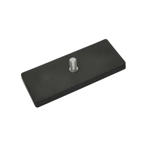 Neodymium magneetsysteem in rubber, rechthoekig met draadstift zwart SAV 240.41-MG110-M8-SW
