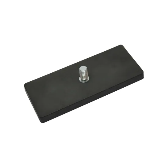 Magnetsystem aus NdFeB, Gummimantel Schwarz, mit Gewindezapfen, rechteckig SAV 240.41-MG110-M8-SW