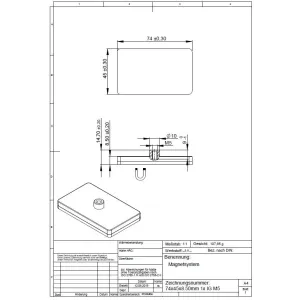 Neodymium magnet system in rubber, rectangular with threaded hole