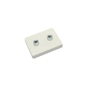 Neodymium magneetsysteem in rubber, rechthoekig met 2 x draadgat wit 59 x 45 mm