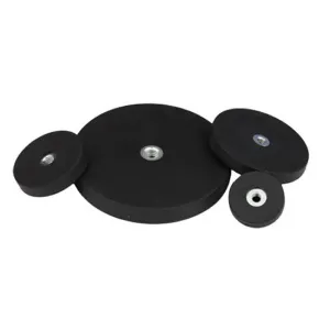 Neodymium magneetsysteem in rubber met draadgat Ø 31 mm Neodymium magneetsysteem in rubber met draadgat Ø 31 mm