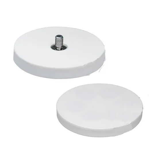Neodymium magneetsysteem in rubber met draadstift wit
