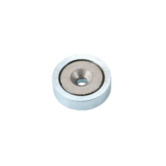 Topfmagnete aus Samarium-Cobalt (SmCo), Stahlgehäuse, mit Bohrung und Senkung, verzinkt