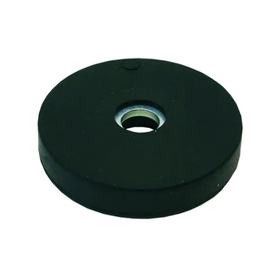Neodymium magnet system in rubber with hole, black, 31 mm.