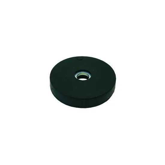 Neodymium magnet system in rubber with hole, black, 31 mm.