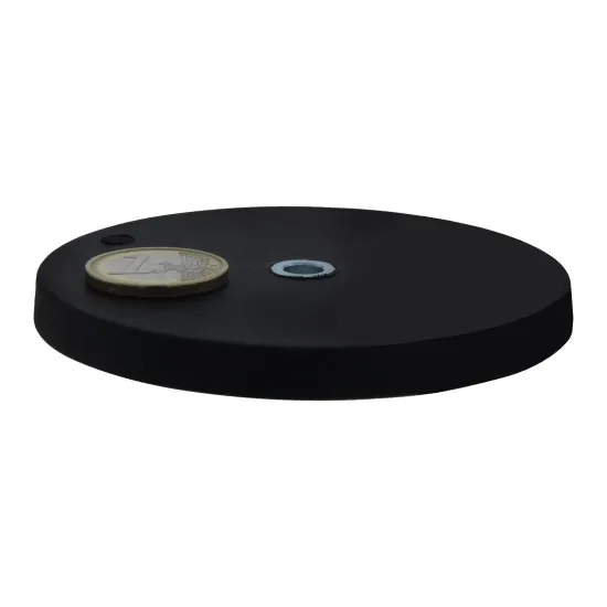 Neodym-Magnetsystem, mit Gummiüberzug mit Sackloch, schwarz, 88 mm