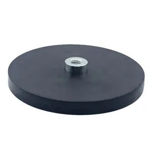 Neodymium magnet system in rubber with threaded insert