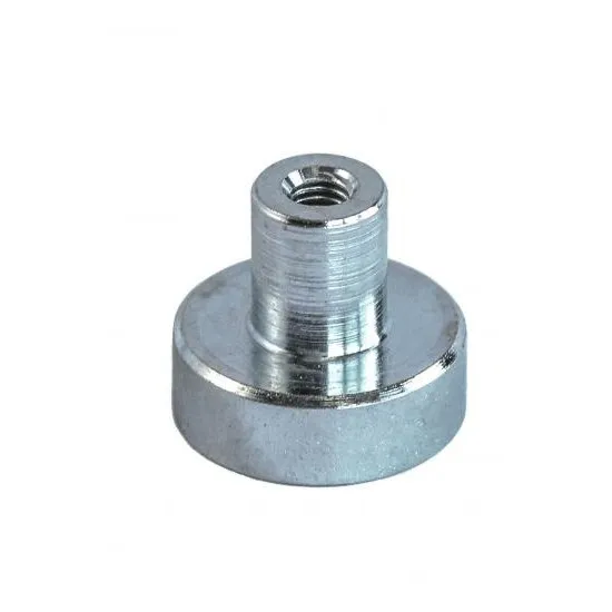 Neodymium pot magnet with threaded bushing galvanized, Ø 10 mm Neodymium pot magnet with threaded bushing galvanized, Ø 10 mm