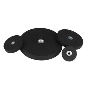 Rubber magneet M4 draadgat Ø22mm zwart neodymium | SAV