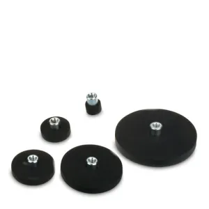 Magnetsystem aus NdFeB, Gummimantel, mit Gewindebuchse, 12 mm Schwarz