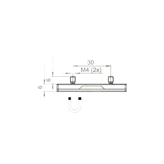 Neodymium magnet system in rubber, rectangular with threaded hole