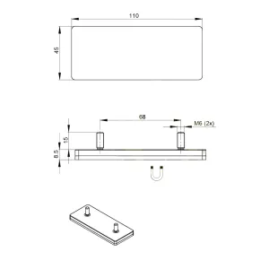 Neodymium magnet system in rubber, rectangular with threaded hole
