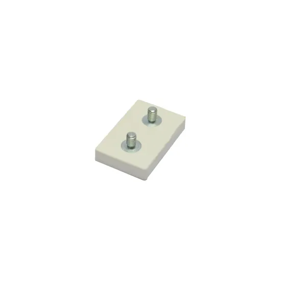 Neodymium magnet system in rubber, rectangular with threaded hole