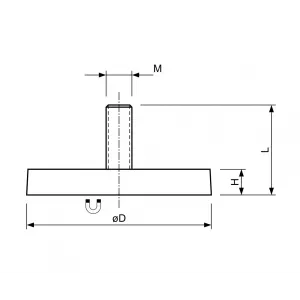 Rubber Magneet M6 Draadstift Wit | Ø43mm Neodymium - SAV Rubber Magneet M6 Draadstift Wit | Ø43mm Neodymium - SAV