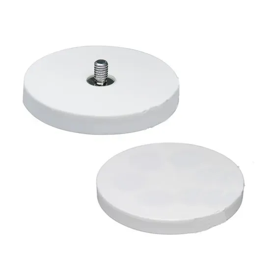 Rubber Coated Magnet M6 White | Ø57mm Neodymium - SAV Rubber Coated Magnet M6 White | Ø57mm Neodymium - SAV