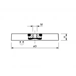 Rubber magneet M5 draadgat Ø57mm zwart neodymium | SAV