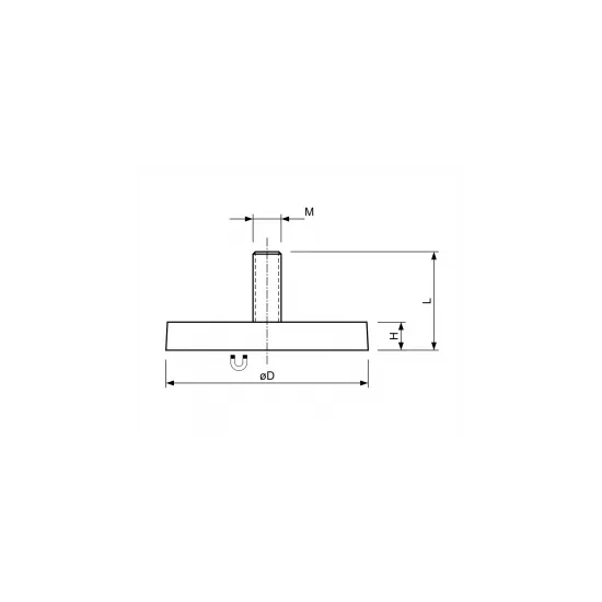 Rubber Magneet M6 Draadstift Zwart | Ø31mm Neodymium - SAV