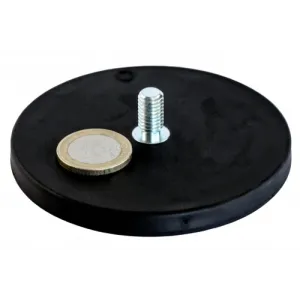 Rubber Magneet M8 Draadstift Zwart | Ø88mm Neodymium - SAV