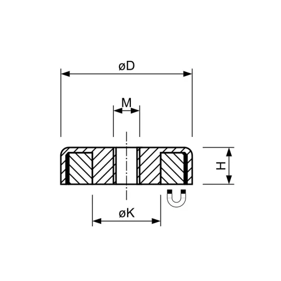 Ferrite pot magnet threaded hole Ø50mm M8 | 17.0 kg | SAV Ferrite pot magnet threaded hole Ø50mm M8 | 17.0 kg | SAV