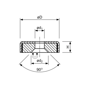 Ferrite pot magnet countersunk hole Ø40mm | 9.0 kg | SAV Ferrite pot magnet countersunk hole Ø40mm | 9.0 kg | SAV
