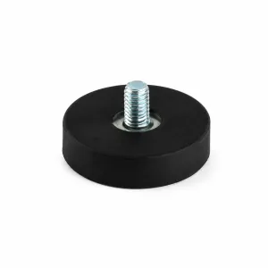 Rubber coated magnet Ø18 mm threaded stud M4 black | 3.70 kg neodymium | SAV