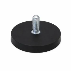 Rubber coated magnet Ø43 mm threaded stud M6 black | 10.00 kg neodymium | SAV