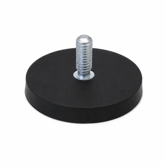 Magneetsysteem rubber Ø88 mm draadstift M8 zwart | 55,00 kg neodymium | SAV