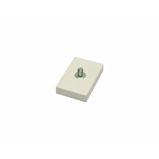 Rubber coated magnet 35x22.5 mm 1x M4 white | 9.30 kg neodymium Rubber coated magnet 35x22.5 mm 1x M4 white | 9.30 kg neodymium