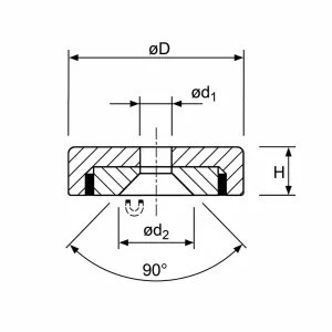 Pot Magnet Ø 40 mm Countersunk Hole | SmCo | SAV