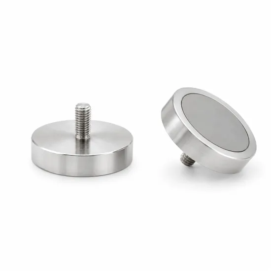 Pot Magnet Ø 32 mm with Threaded Stud M6 | SmCo Stainless Steel | SAV