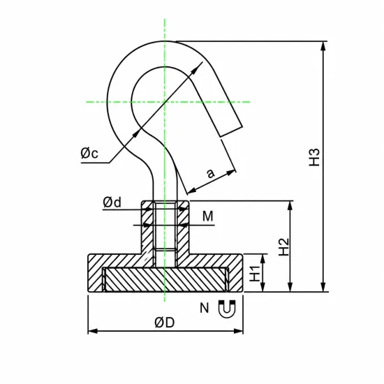 Potmagneet met haak Ø 25 mm | 18,00 kg Neodymium - SAV-webshop.com