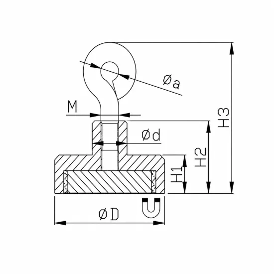 Potmagneet met oog Ø 16 mm | 8,00 kg Neodymium - SAV-webshop.com