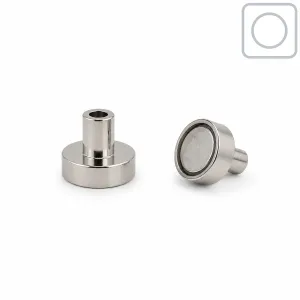 Neodymium pot magnet Ø10 mm threaded bushing M3 | 3.00 kg (Nickel-plated) | SAV.