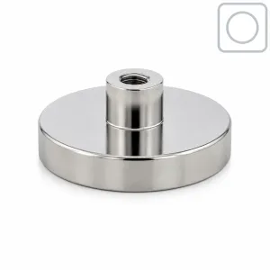 Neodymium pot magnet Ø32 mm - M5 | 30 kg (Nickel-plated)