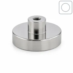 Neodymium pot magnet Ø25 mm - M4 | 18 kg (Nickel-plated)