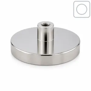 Neodymium pot magnet Ø50 mm - M8 | 75 kg (Nickel-plated)