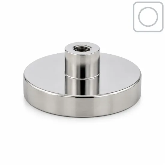 Neodymium pot magnet Ø40 mm - M6 | 55 kg (Nickel-plated) Neodymium pot magnet Ø40 mm - M6 | 55 kg (Nickel-plated)